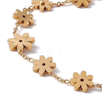 316 Stainless Steel Flowers Link Bracelet with Cable Chains for Women BJEW-G655-06G-1
