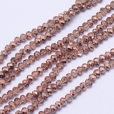 Faceted Rondelle Transparent Painted Glass Beads Strands X-DGLA-J001-C13-4mm-1