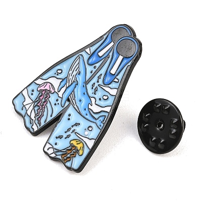 Flipper Enamel Brooches JEWB-I063-01EB-03-1