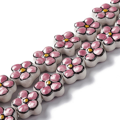 Handmade Porcelain Flower Beads Strands PORC-F003-01F-1