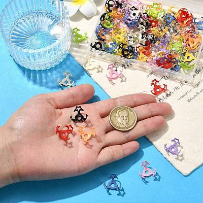 100Pcs 10 Colors Hollow Acrylic Bead Caps DIY-CJ0003-12-1