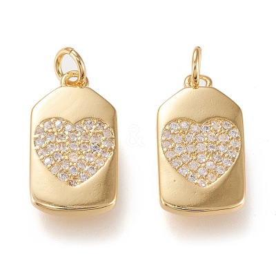 Brass Micro Pave Clear Cubic Zirconia Pendants ZIRC-K086-07G-1