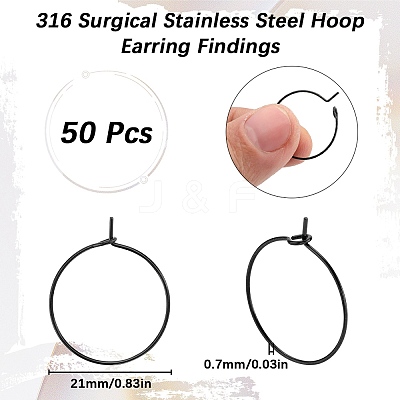 50Pcs 316L Surgical Stainless Steel Hoop Earring Findings STAS-SC0007-28-1