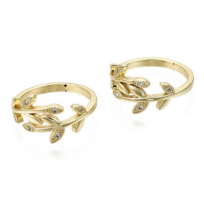 Brass Micro Pave Clear Cubic Zirconia Cuff Rings RJEW-S044-122-NF-1
