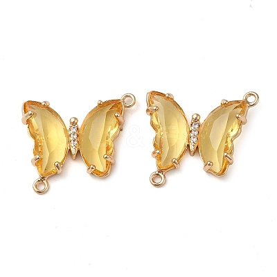Brass Pave Faceted Glass Connector Charms FIND-Z020-04Q-1
