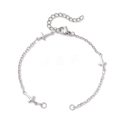 304 Stainless Steel Cross Link Bracelets Making AJEW-JB01382-01-1