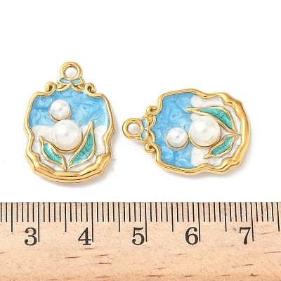 304 Stainless Steel Enamel Round Pendants STAS-I346-05G-02-1