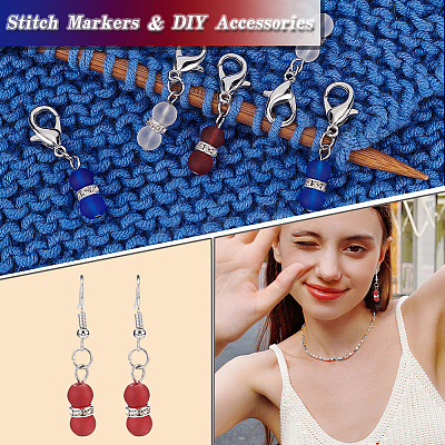 Independece Day Theme Glass Beaded Gourd Charm Locking Stitch Markers HJEW-PH01715-1