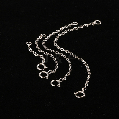 Anti-Tarnish 4Pcs 4 Styles Sterling Silver Cable Chain Extender STER-GL0001-03-1