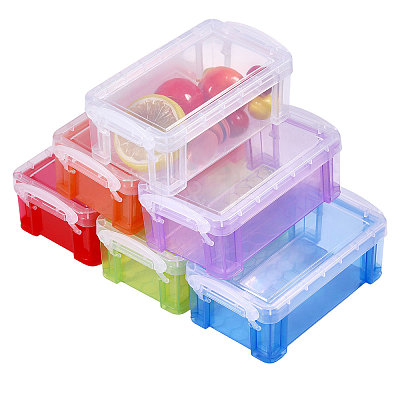 6Pcs 6 Colors Transparent Plastic Stackable Mini Organizer Bead Containers with Locking Lid CON-BC0007-66-1