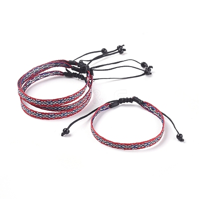 Unisex Adjustable Braided Bead Bracelets BJEW-J181-14A-1