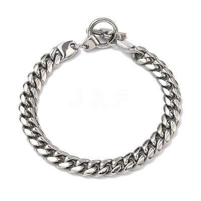 304 Stainless Steel Cuban Link Chain Bracelets for Women BJEW-G779-03P-1
