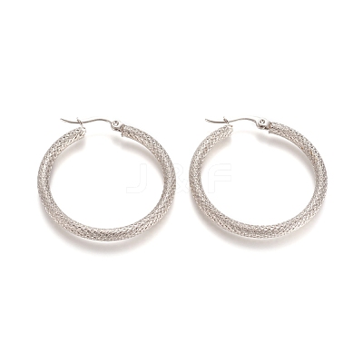 Tarnish Resistant 201 Stainless Steel Geometric Hoop Earrings STAS-D171-12A-P-1
