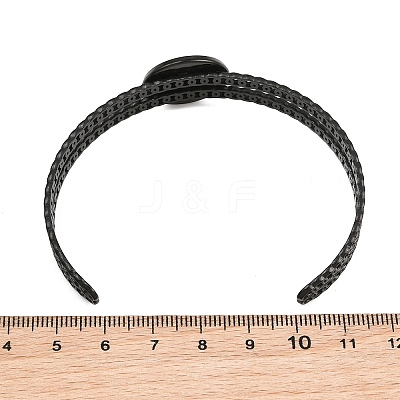 304 Stainless Steel Blank Cuff Bangle Bases with Flat Round Tray SA-CBA82C8-05B-EB-1