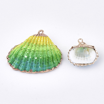 Spray Paint & Electroplate Sea Shell Pendants X-SSHEL-S262-07B-1