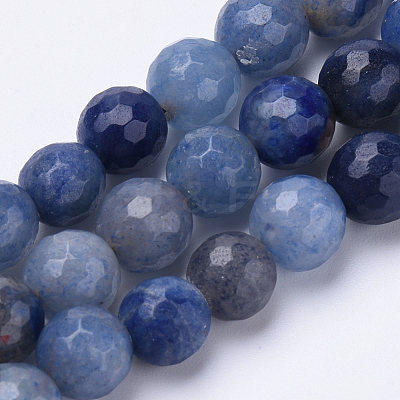 Dyed & Heated Natural Blue Aventurine Beads Strands G-S281-11-6mm-1