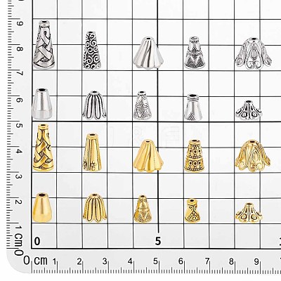 200Pcs 20 Styles Tibetan Style Bead Caps TIBE-PH0002-25-1