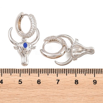 Brass Micro Pave Cubic Zirconia Dangle Hoop Earrings EJEW-G471-46P-1