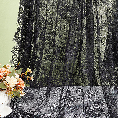 Flower Pattern Polyester Lace Fabrc DIY-WH20007-849B-1