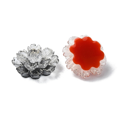 Flower Resin Cabochons with Golden Glitter Powder CRES-Q006-07A-1