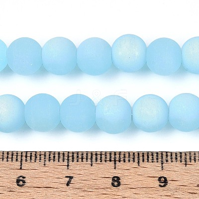 Frosted Imitation Jade Glass Beads Strands GLAA-T032-J8mm-MBB04-1