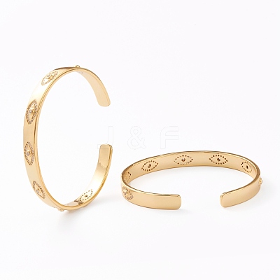 Brass Micro Pave Cubic Zirconia Cuff Bangles BJEW-Z001-02B-1