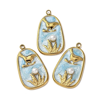 304 Stainless Steel Enamel Pendants STAS-P406-27A-G-1
