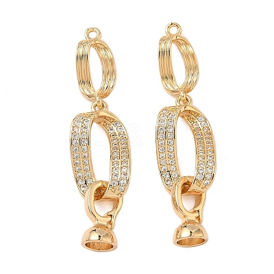 Brass Micro Pave Clear Cubic Zirconia Fold Over Clasps KK-S531-36G-1