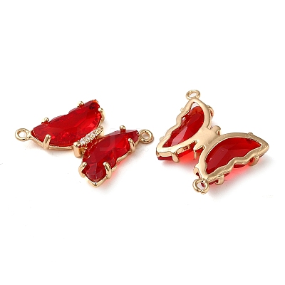 Brass Pave Faceted Glass Connector Charms FIND-Z020-04M-1