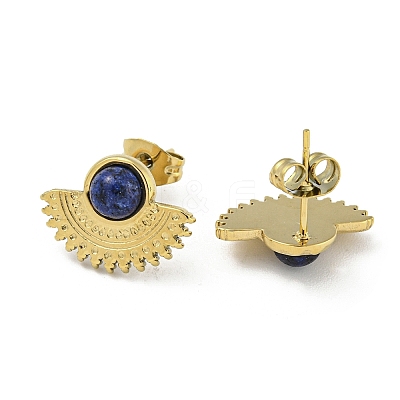 Ion Plating(IP) Real 18K Gold Plated 304 Stainless Steel Fan Stud Earrings EJEW-Z042-02B-1