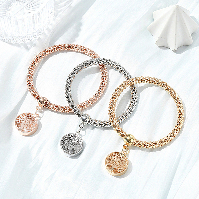 3Pcs 3 Colors Zinc Alloy Charm Bracelets BJEW-SC0001-56-1