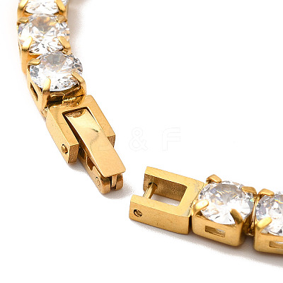 Clear Cubic Zirconia Tennis Bracelet BJEW-E009-25B-G-1