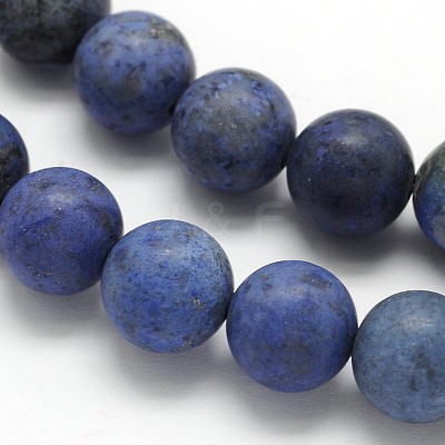 Frosted Round Natural Grade AA Sodalite Beads Strands G-N0166-68-8mm-1