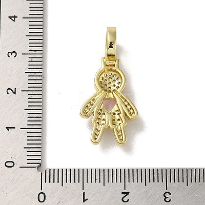 Rack Plating Brass Micro Pave Clear Cubic Zirconia Pendants KK-R158-02C-G-1