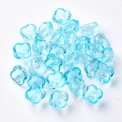 4-Petal Transparent Spray Painted Glass Bead Caps GGLA-S054-009A-02-1