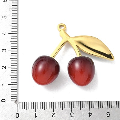 304 Stainless Steel with Acrylic Cherry Pendants LS-STAS-G362-05G-02-1
