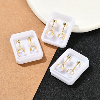 Round Plastic Imitation Pearl Ear Fake Plugs EJEW-H105-18G-1