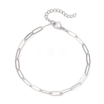 3Pcs 304 Stainless Steel & Brass Paperclip Chain Bracelets Set for Women BJEW-JB12658-1