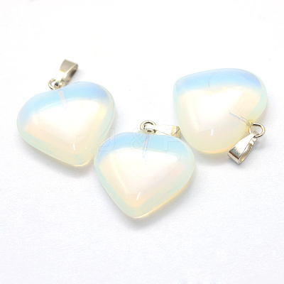 Heart Opalite Pendants X-G-Q438-06-1