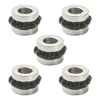 201 Stainless Steel Polymer Clay Rhinestone Inlaid Beads RB-YW0001-11B-1
