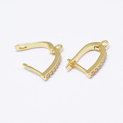Brass Micro Pave AAA Cubic Zirconia Ear Harp Hoop Earring Findings KK-F699-04G-NR-1