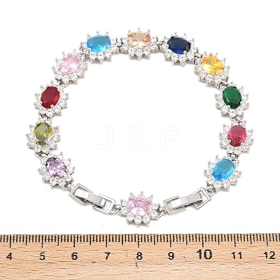 Platinum Tone Brass Micro Pave Cubic Zirconia Tennis Bracelets BJEW-B160-15P-1