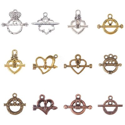 Tibetan Style Alloy Toggle Clasps TIBE-PH0004-04-WH-1