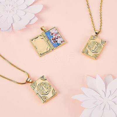 5Pcs Rack Plating Brass Micro Pave Clear Cubic Zirconia Locket Pendants ZIRC-SZ0003-78-1