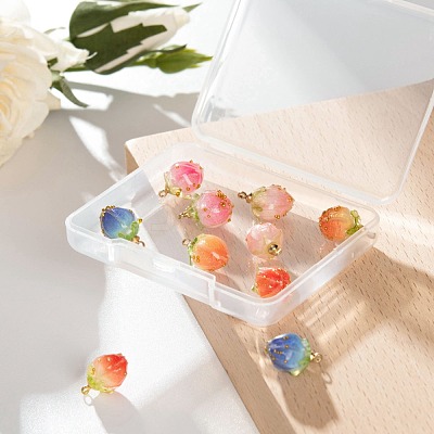 10Pcs 5 Colors Handmade Flower Pendants KY-LS0001-06-1