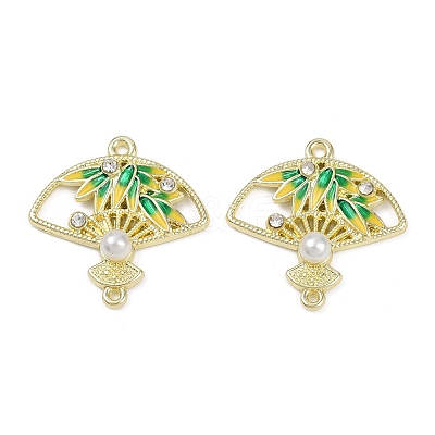 Alloy Green & Yellow Enamel Fan Connector Charms FIND-M079-07B-G-1