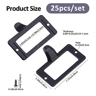 25Pcs Rectangle Zinc Alloy Label Frame Card Holder AJEW-FH0008-75C-1
