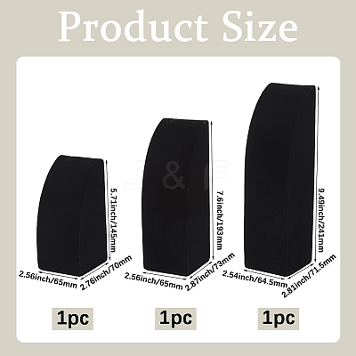 3Pcs 3 Sizes Vertical Wooden Covered with Velvet Necklace Display Stands NDIS-WH20001-03B-1