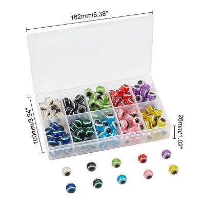 Round Evil Eye Resin Beads RESI-GA0001-03B-1