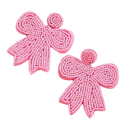 Glass & Cloth Bowknot Dangle Stud Earrings FS-WG55AB9-01-1